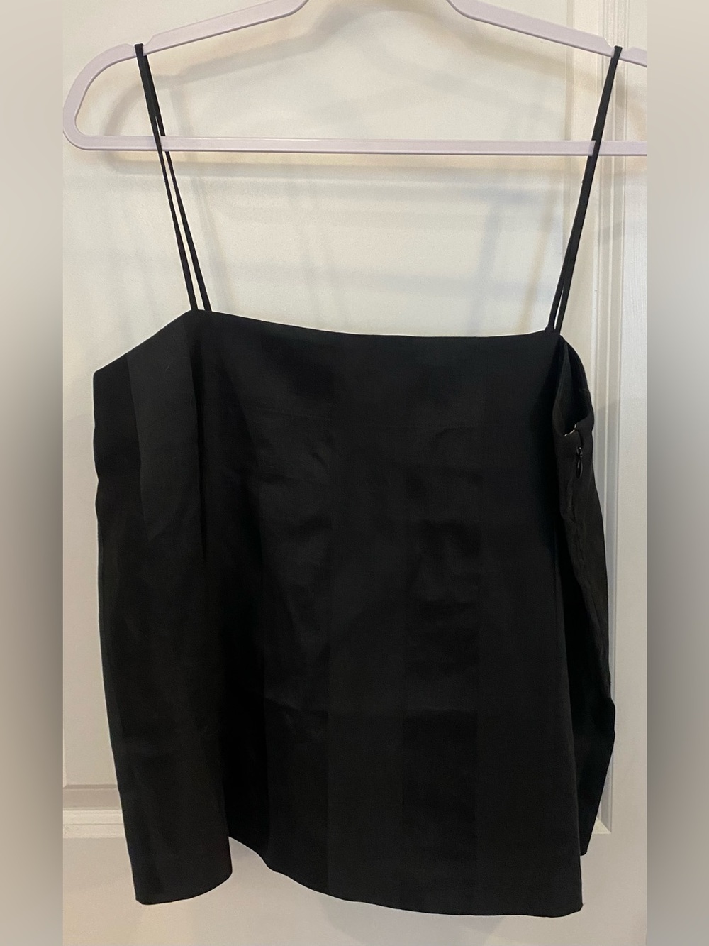 Jenni Kayne Margot Cami Sz M Black Spaghetti Straps Side Zip Square Neckline